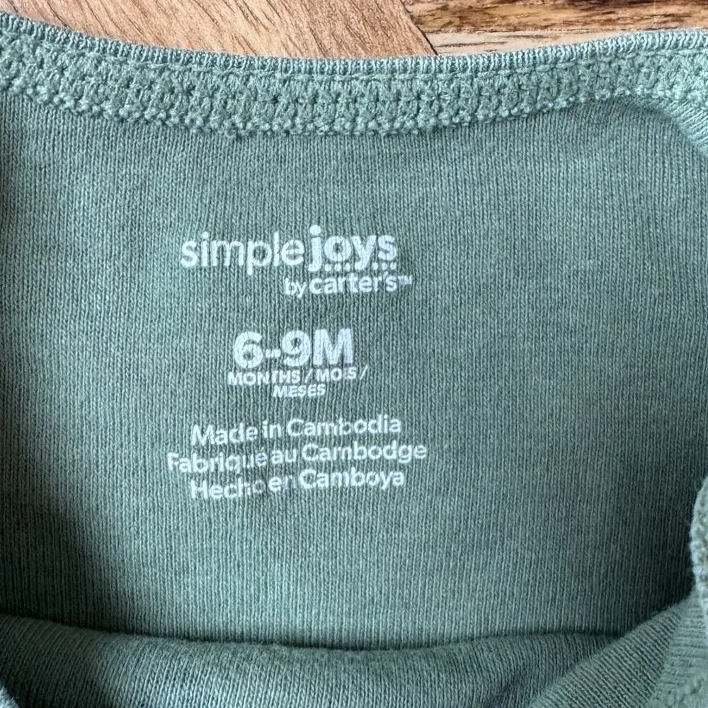 Carter's Simple Joys Baby Boy 4-Pack Bodysuits - Alligator & Safari - 6/9M